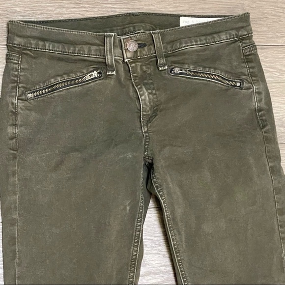 Rag & bone Ridley Moto Skinny Jeans in Wax Dark Olive Size 26 Zipper Pockets. - Picture 5 of 9